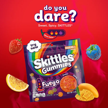 Skittles Gummies Fuego Gummy Candy, Sharing Size - 12 oz Resealable Bag