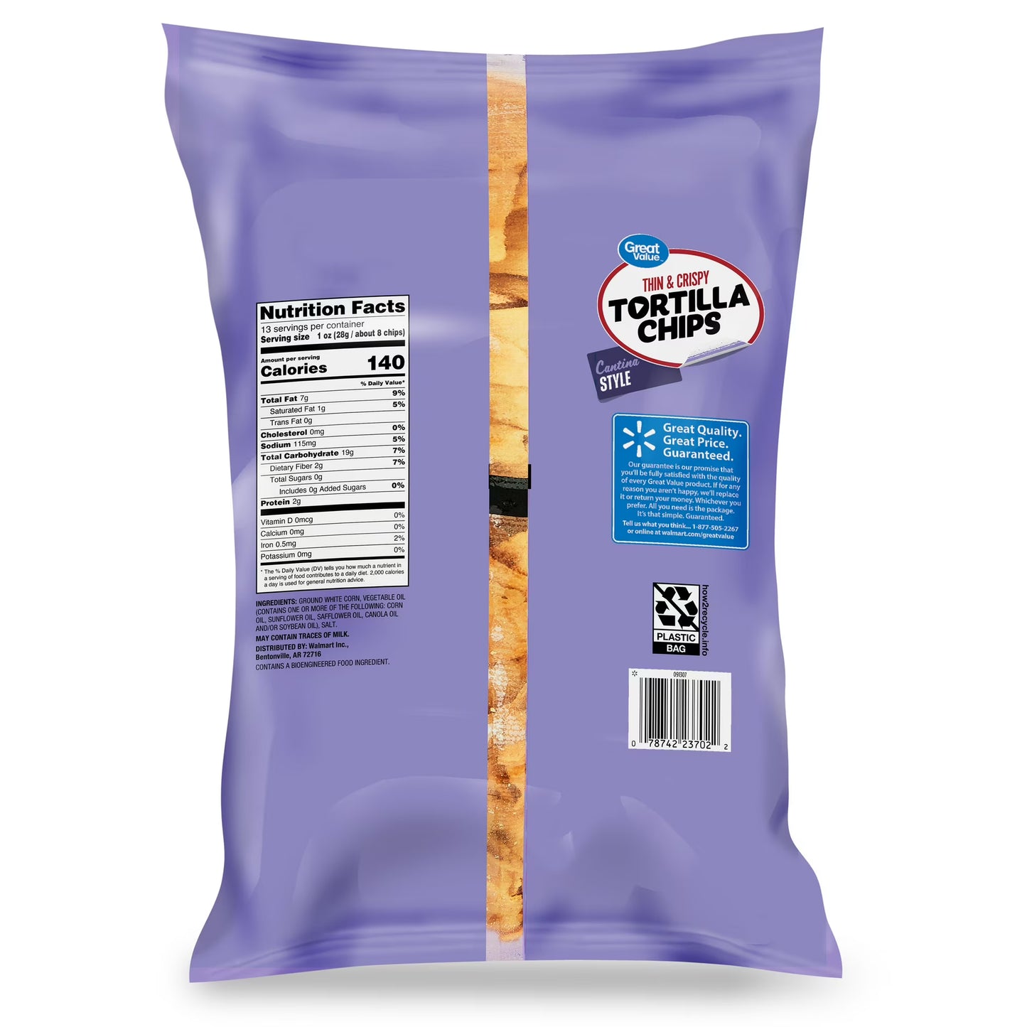 Great Value Thin and Crispy Cantina Style Tortilla Chips, 13 oz