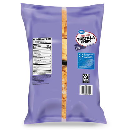 Great Value Thin and Crispy Cantina Style Tortilla Chips, 13 oz