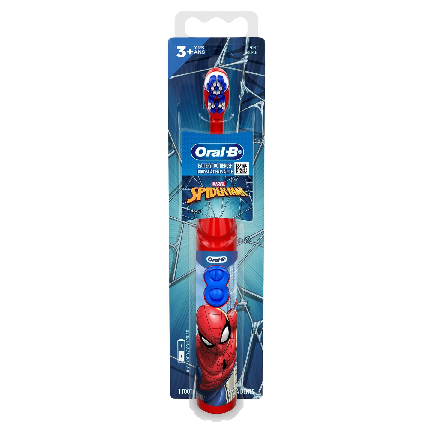 Oral-B Kids Toothbrush, Battery Toothbrush featuring Marvel's Spiderman, Soft Bristles, for Kids 3+