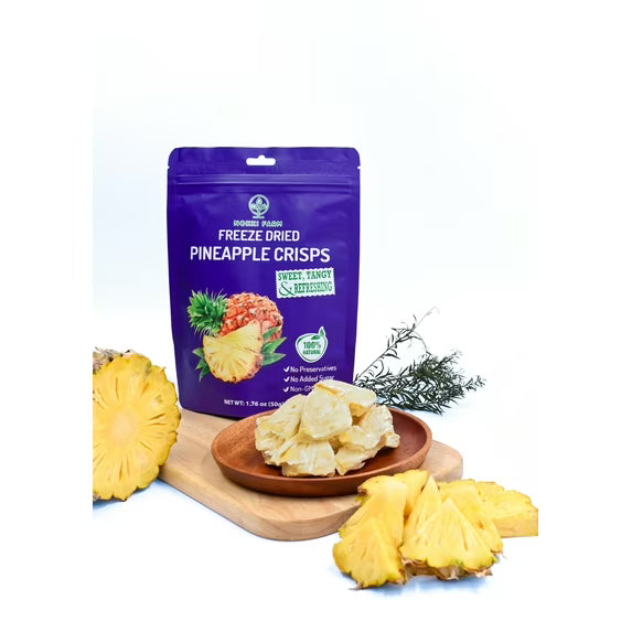 NOKKI FARM Freeze Pineapple Fruit, Healthy & Exotic Tropical Superfood Snacks, Kid-Approved, No Added Sugar or Preservatives, Shelf-Stable, 0.53 Oz, 6 Pack