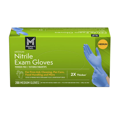 Member's Mark Nitrile Exam Gloves, Choose your Size, 200 ct.