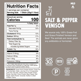 (10 pack) Chomps Grass-Fed and Finished Sea Salt & Pepper Venison Jerky Meat Snack, 1.15oz Stick