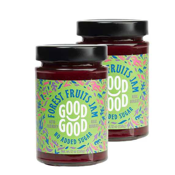 GOOD GOOD Forest Fruits Jam, No Added Sugar, Low Calorie, Keto Friendly, 12 oz, 2 Pack