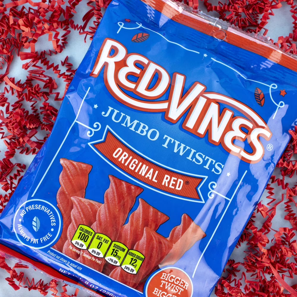 Red Vines Jumbo Twists, Original Red Candy, 8oz Bag