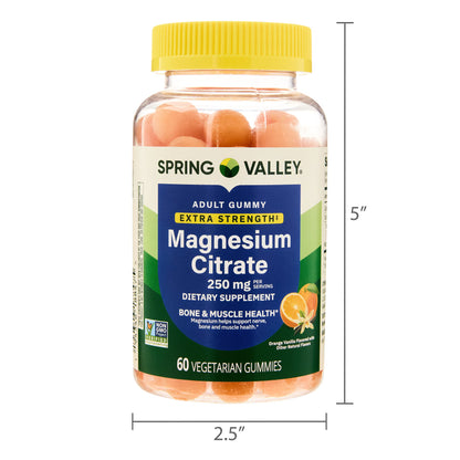 Spring Valley Extra Strength Magnesium Bone and Muscle Health Support Gummies, 250mg, 60 Count
