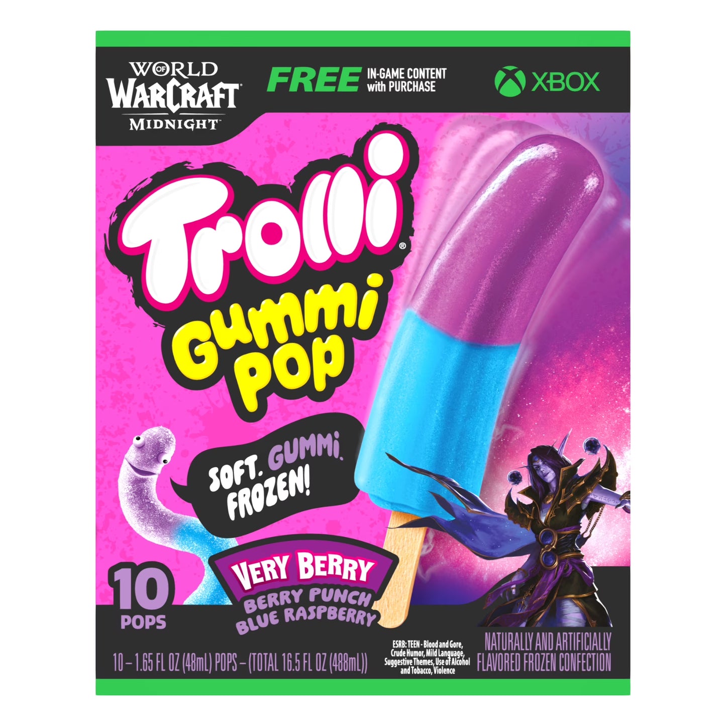 Trolli Frozen Gummi Pops Sour Gummy Candy Frozen Snacks, Very Berry, 10 count