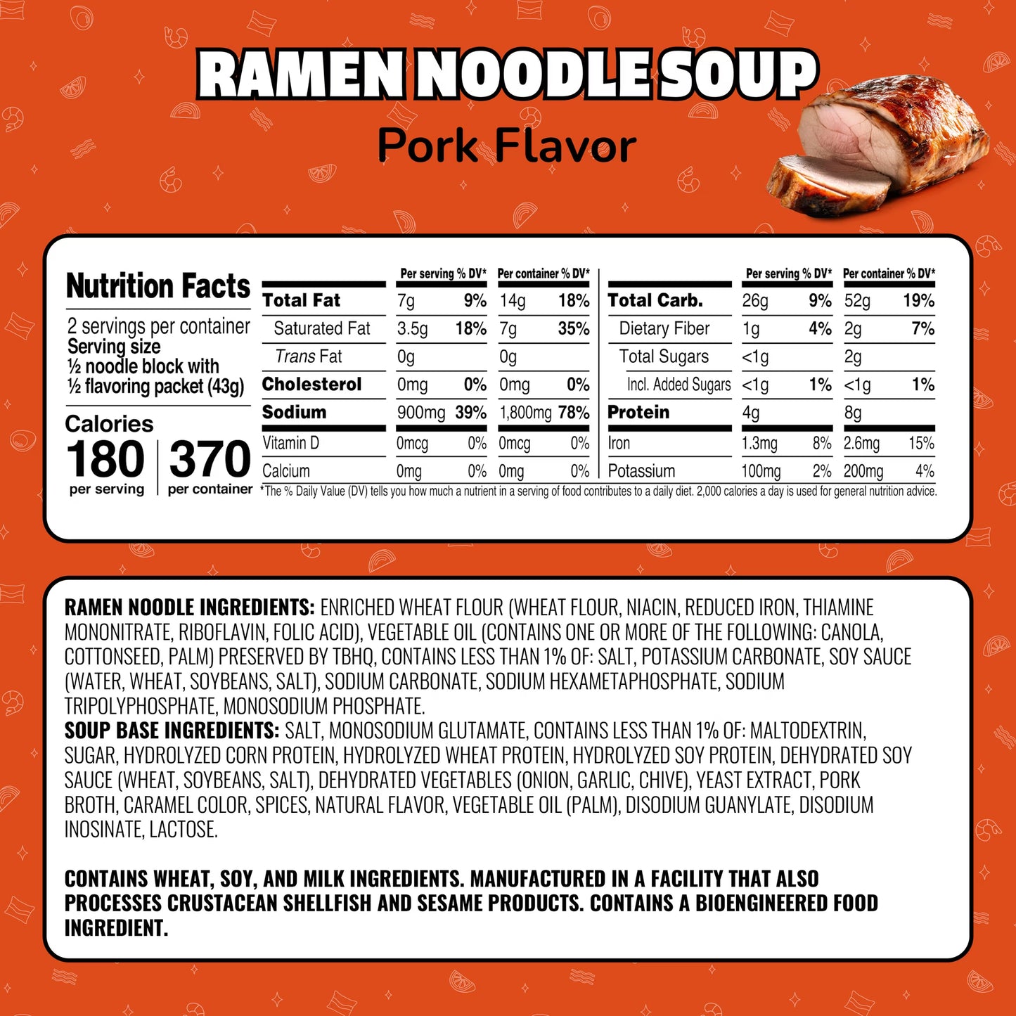 Maruchan Ramen Noodle Soup, Pork Flavor Instant Noodles, 3 oz
