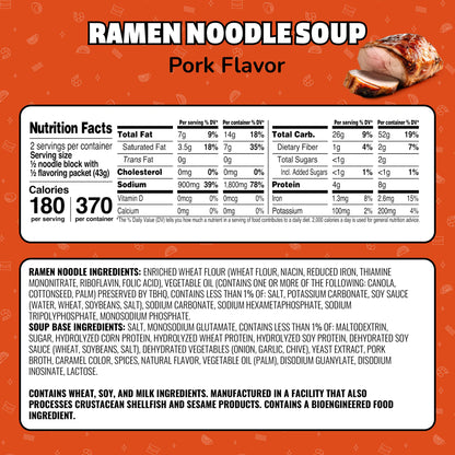 Maruchan Ramen Noodle Soup, Pork Flavor Instant Noodles, 3 oz