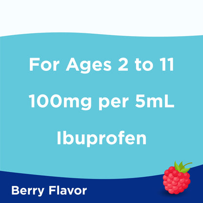 (3 pack) Equate Children's Pain Reliever/Fever Reducer Ibuprofen Oral Suspension, Berry Flavor, 100 mg, 4 fl oz