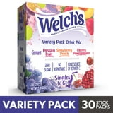 (6 pack) Welch's Zero Sugar Variety Pack Singles to Go Powdered Drink Mix, Grape, Passion Fruit, Strawberry Peach, Cherry Pomegranate, 30 Count Packets