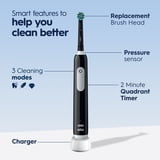 Oral‑B Toothbrush, Pro 1000 Rechargeable Electric Toothbrush, Black, 1 Brush Head, for Adults & Kids 3+