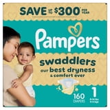 Pampers Swaddlers Fragrance Free Baby Diapers Size 1, 160 Count (Select for More Options)