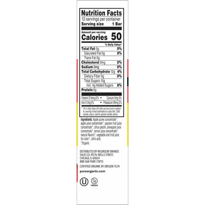 Pure Organic Pineapple Passionfruit Gluten-Free, Organic Chewy Layered Fruit Bars, Gluten Free, 6.2 oz, 12 Count