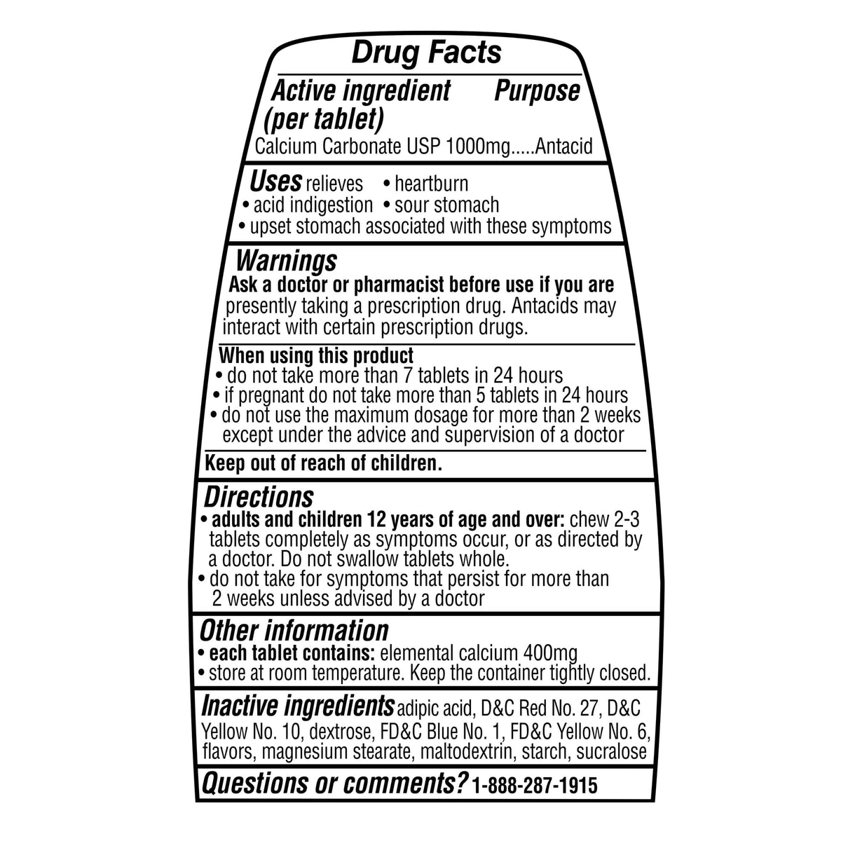 Equate Calcium Carbonate Ultra Strength Chewable Antacid Tablets, Assorted Fruit, 1000 mg, 72 Count