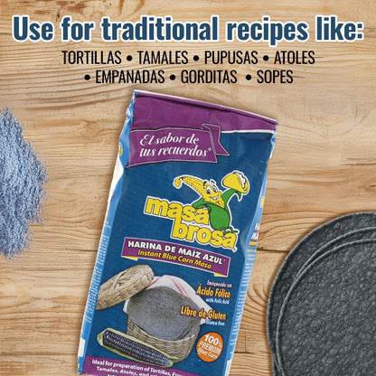 Masa Brosa Instant Blue Corn Flour Mix, 2 lbs, Gluten-Free
