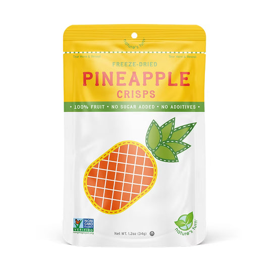 Nature's Turn Freeze-Dried Pineapple Crisps, No Added Sugar, Healthy Natural Fruit Crisp Snack for School Lunches, 6 Pack (0.53 oz Each)