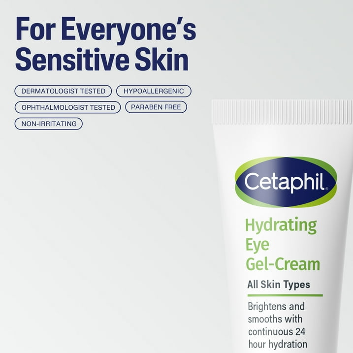Cetaphil Daily Hydrating Eye Gel Cream for Sensitive Skin with Hyaluronic Acid, 0.5 fl oz