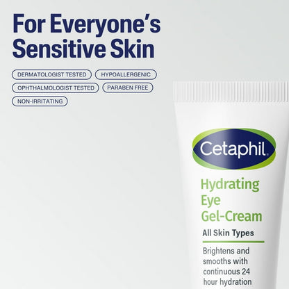 Cetaphil Daily Hydrating Eye Gel Cream for Sensitive Skin with Hyaluronic Acid, 0.5 fl oz