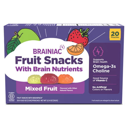 Brainiac Fruit Snacks with BrainPack, Mixed Fruit Flavor, 20 count