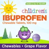 (3 pack) Equate Children's Pain Reliever/Fever Reducer Ibuprofen Chewable Tablets, Grape Flavor, 100 mg, 24 Count