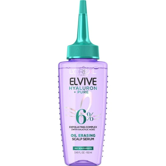 L'Oreal Paris Elvive Hyaluron Pure Scalp Care Oil Erasing Serum, Oily Hair, 3.45 fl oz