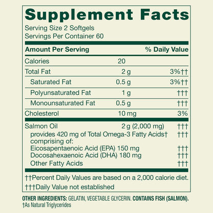 (2 pack) Spring Valley Norwegian Salmon Dietary Supplement Softgels for Heart Health, 1000 mg, 120 Count