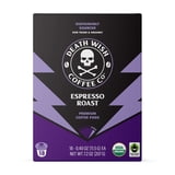 Death Wish Coffee Co., Organic and Fair Trade, Single Serve Coffee Pods, Espresso Roast, 18 Count