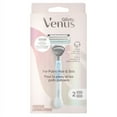 Venus for Pubic Hair and Skin Razor for Women, Manual Razor, Handle + 2 Razor Blade Refills, White