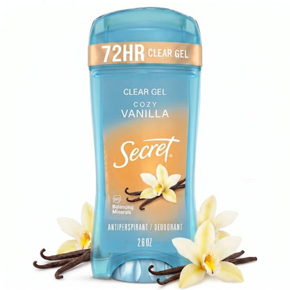 Secret Fresh Antiperspirant Deodorant for Women, Clear Gel, Cozy Vanilla Scent, 2.6 oz