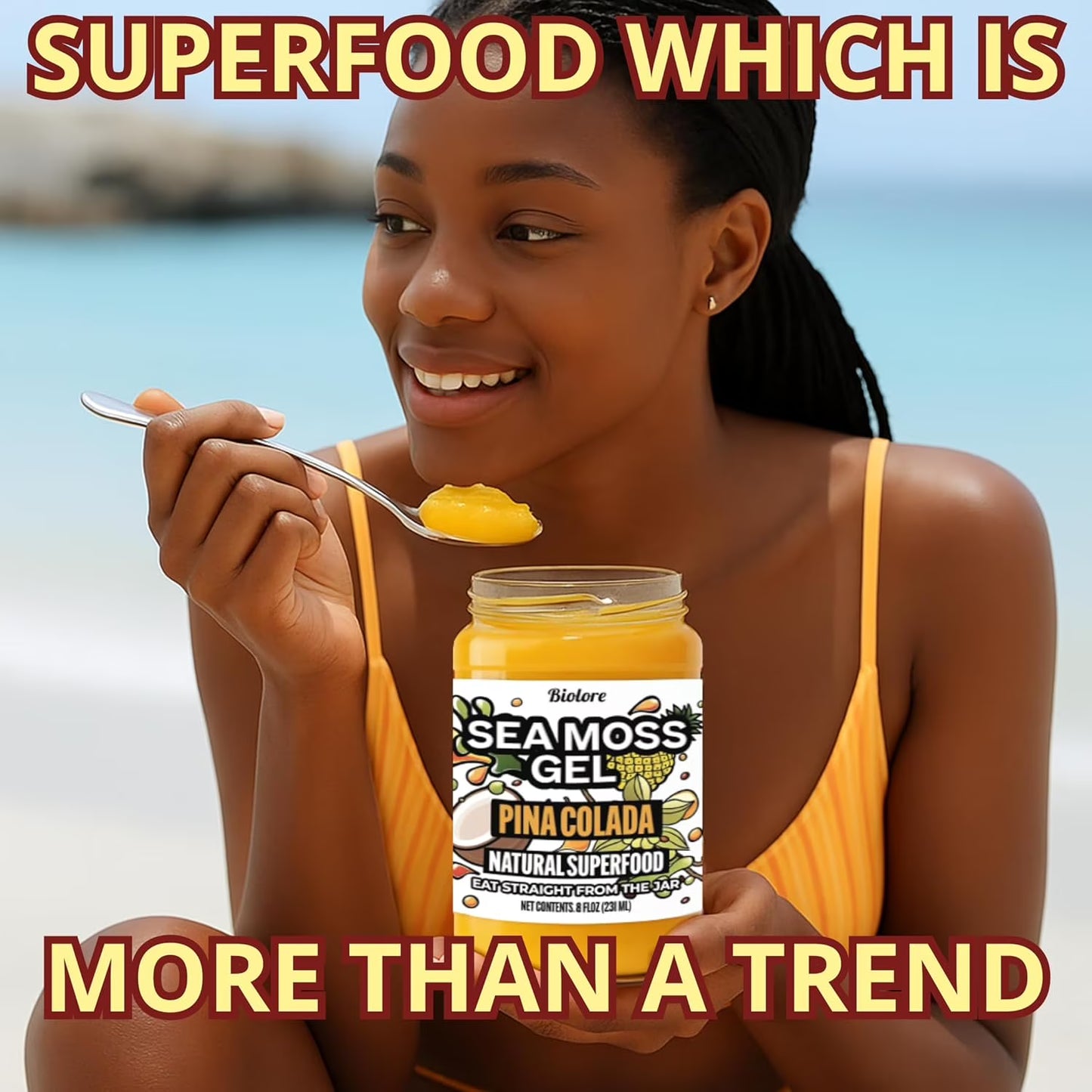 Sea Moss Gel – Pina Colada 8oz Raw Wildcrafted Irish Sea Moss, Vegan Superfood, Essential Vitamins & Trace Minerals, Jam, Jelly & Spread Gifts, Made in the USA