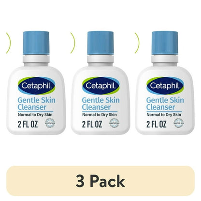 (3 pack) Cetaphil Travel Size Face Wash Hydrating Gentle Skin Cleanser for Dry to Normal Sensitive Skin, 2 oz
