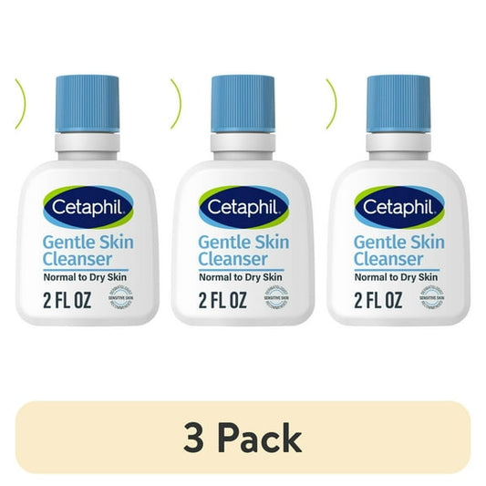 (3 pack) Cetaphil Travel Size Face Wash Hydrating Gentle Skin Cleanser for Dry to Normal Sensitive Skin, 2 oz