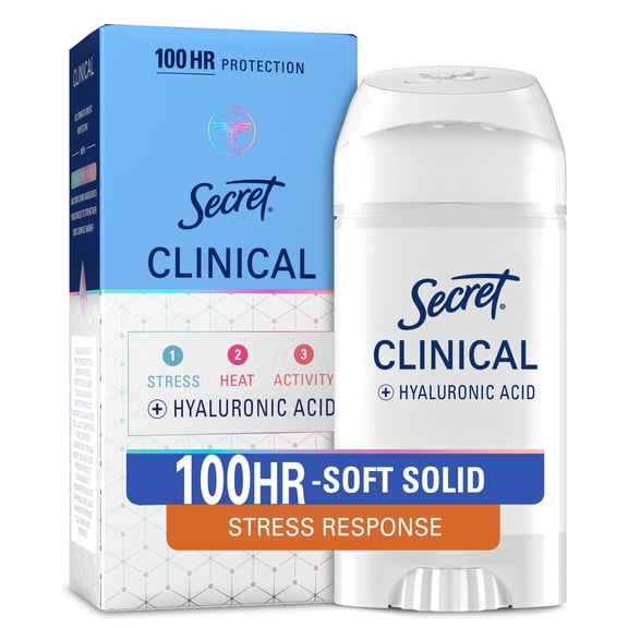 Secret Clinical 100HR Antiperspirant Deodorant, Soft Solid, Stress Response, 2.6 oz