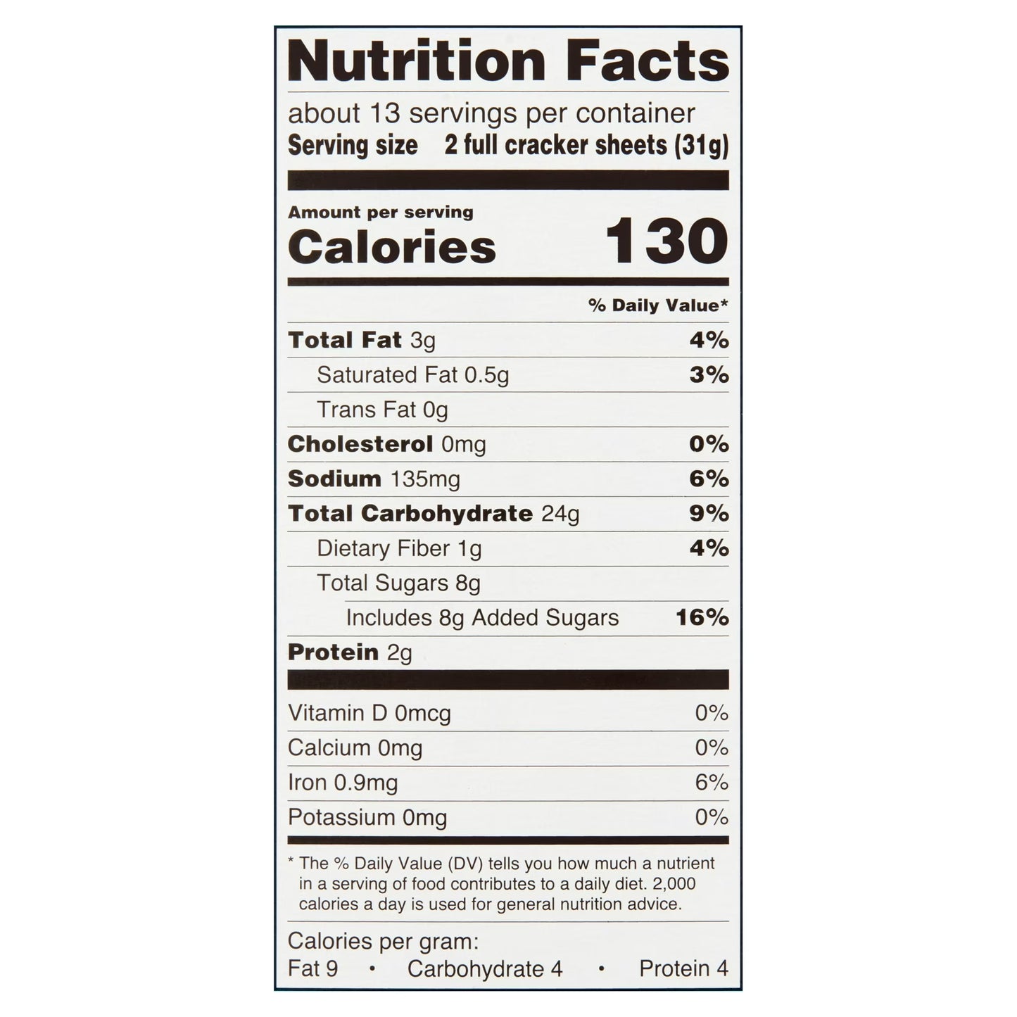(6 pack) Great Value Honey Graham Crackers, 14.4 oz, 8 Count