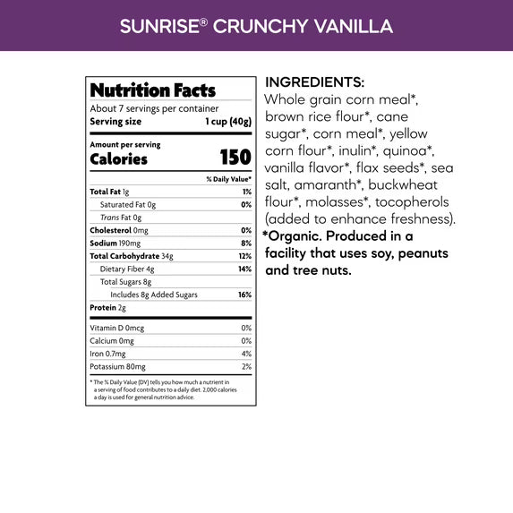 Nature's Path Organic Breakfast Cereal, Sunrise Crunchy Vanilla, 10.6oz Box