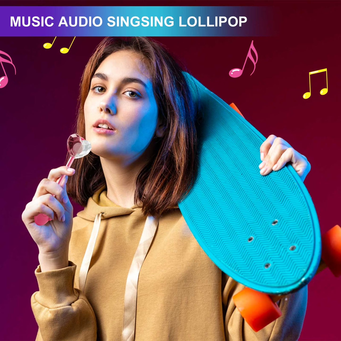 Amos TastySounds Music Lollipops, Blackberry K-pop Audio Lollipop Fat-Free Natural Flavor (Pack of 2)