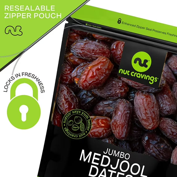 Sun Dried Jumbo Medjool Dates, No Sugar Added 80oz by Nut Cravings