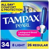 (3 pack) Tampax Pearl Tampons Multipack with LeakGuard Braid, Light/Regular, 34 Count