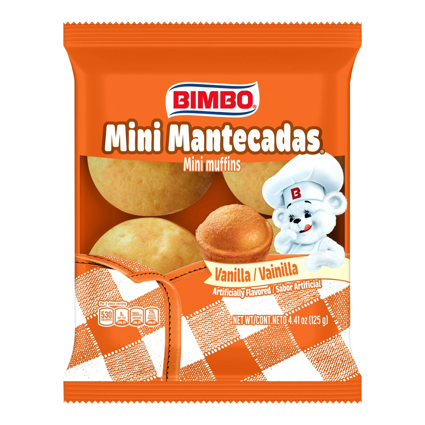 Bimbo Mini Mantecadas Vanilla Muffins, 4 count, Mini Muffins, 4.41 oz Bag