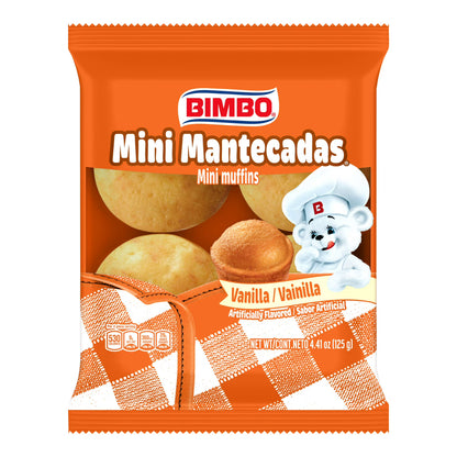 Bimbo Mini Mantecadas Vanilla Muffins, 4 count, Mini Muffins, 4.41 oz Bag