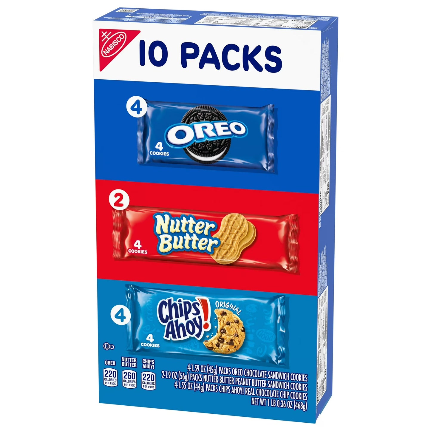 Nabisco Cookie Variety Pack, OREO, Nutter Butter, CHIPS AHOY!, 10 Snack Packs (4 Cookies Per Pack)