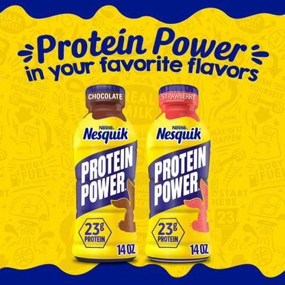 Nesquik Protein Power, Chocolate Protein Milk Beverage, 23g Protein per Bottle, Ready to Drink, 14 oz Bottle 14 fl oz