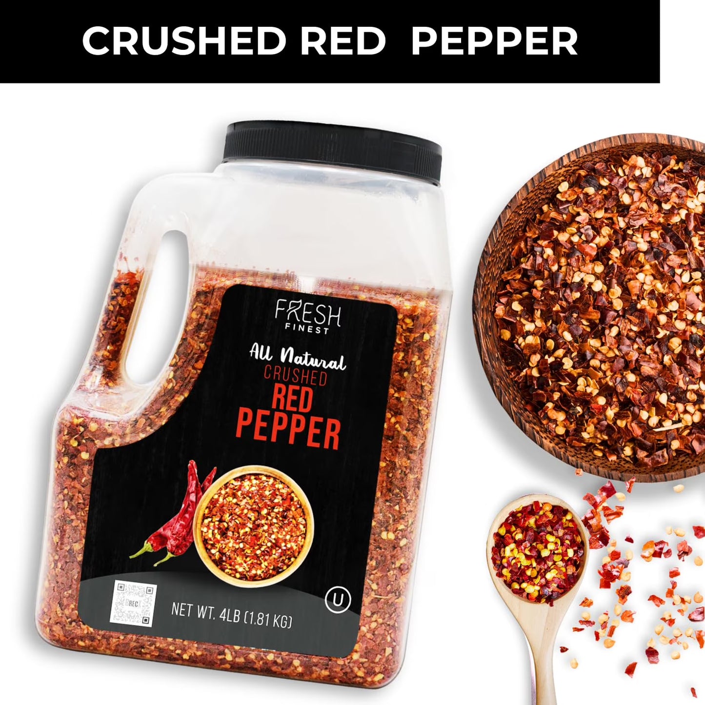Bulk Spices Commercial and Home Cooking 4LB Crushed Red Pepper - Chili Pepper Flakes, Red Peppers Spice Best for Pizza, Flatbreads, Beef, and More - 4 LB