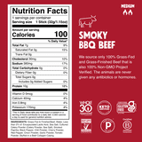 Chomps Grass-Fed And Finished Smoky BBQ Beef Jerky Snack Stick (8 Count)