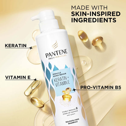 Pantene Pro-V Miracles Shampoo, Bond Repair Keratin + Vitamin E, Sulfate-Free 13.5 fl oz
