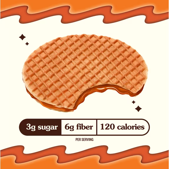 Rip Van Dutch Caramel & Vanilla Stroopwafels, Non-GMO, Low Sugar (3g), 12 Count