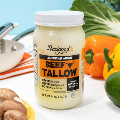 Real Good Foods Co. American Angus Beef Tallow Oil, 14oz Glass Jar