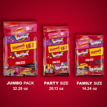 (3 pack) Skittles & Starburst Fun Size Chewy Candy Variety Bag, Party Size - 20.13 oz Bulk Bag