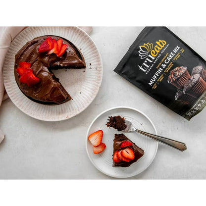 TruEats Muffin & Cake Mix: Low Glycemic, Gluten Free, No Sugar Added, Protein & Fiber Rich, Diabetic Friendly, Vegan Friendly, Plant Based, Sweetened with Monk Fruit -- Dutch Chocolate